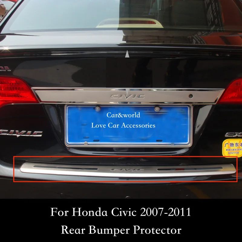 

For Honda Civic Rear Bumper Protector Tailgate Trunk Guard Trim 2007 2008 2009 2010 2011 Stainless Steel Car styling Accessories