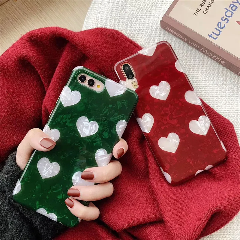 

Fashion With Heart Pattern Conch Texture Phone Case For Huawei P20 P10 Mate 20 10 Pro Honor 9 10 Nova 2S 3 3i 4 Soft Back Funda