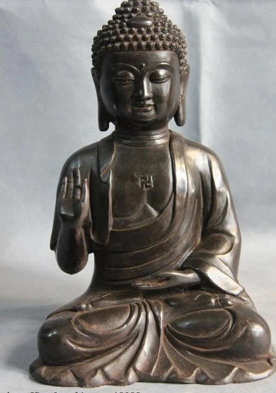 

fast shipping USPS to USA S3175 11 Tibet Buddhism Temple Copper Bronze Rulai Tathagata Amitabha Buddha Statue