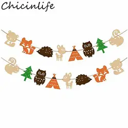 Chicinlife 1 компл. Лесной существ баннер с днем рождения Беби Шауэр детский сувениры Лес Животные гирлянда из ткани поставки