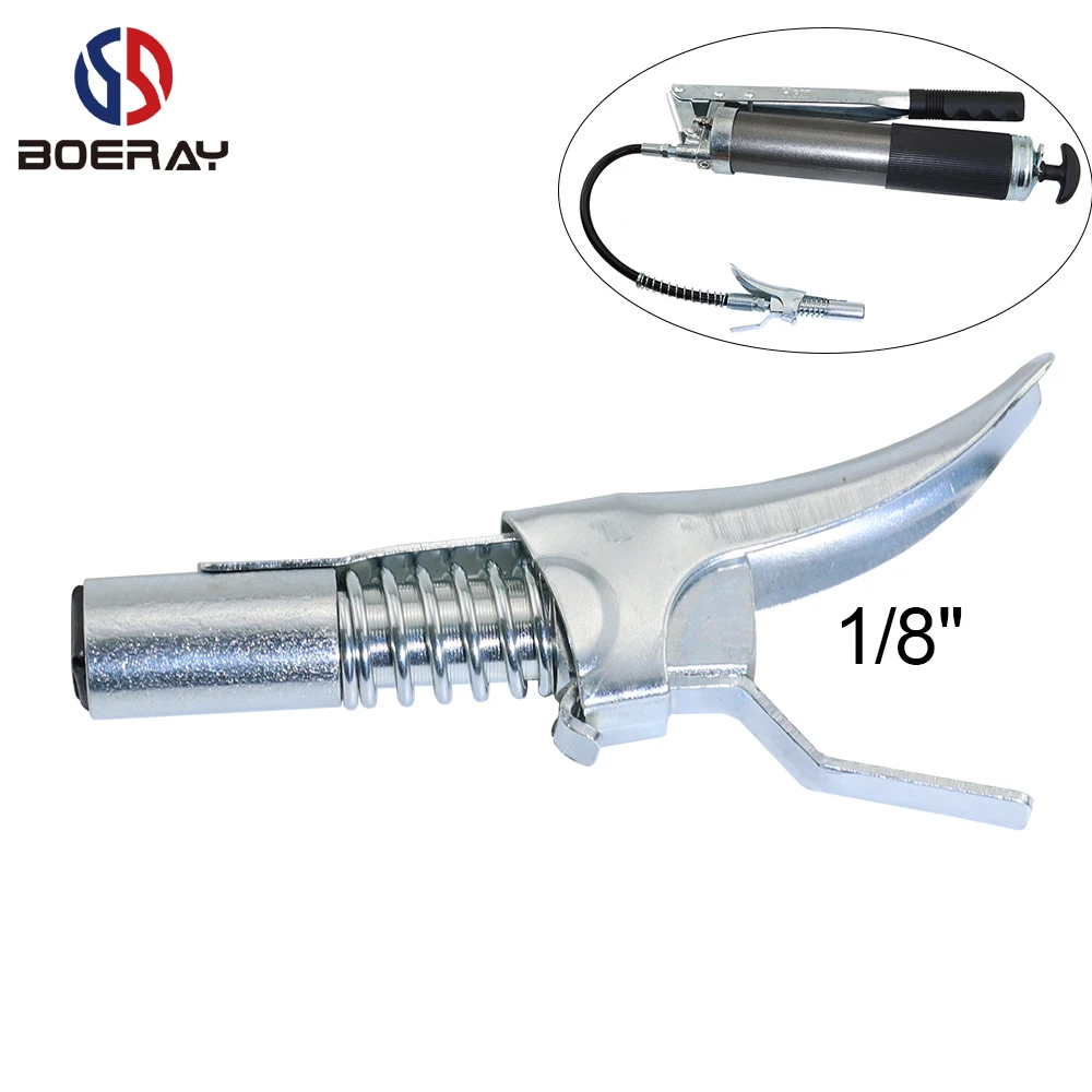 Boeray Silver Heavy Duty Quick Release Grease Gun Coupler onto Zerk