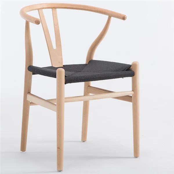 Современный Hans Wegner Wishbone обеденный стул из бука орех/Красный Коричневый/Естественная отделка Y стул для кафе мебель деревянное кресло - Цвет: Natural Black Seat