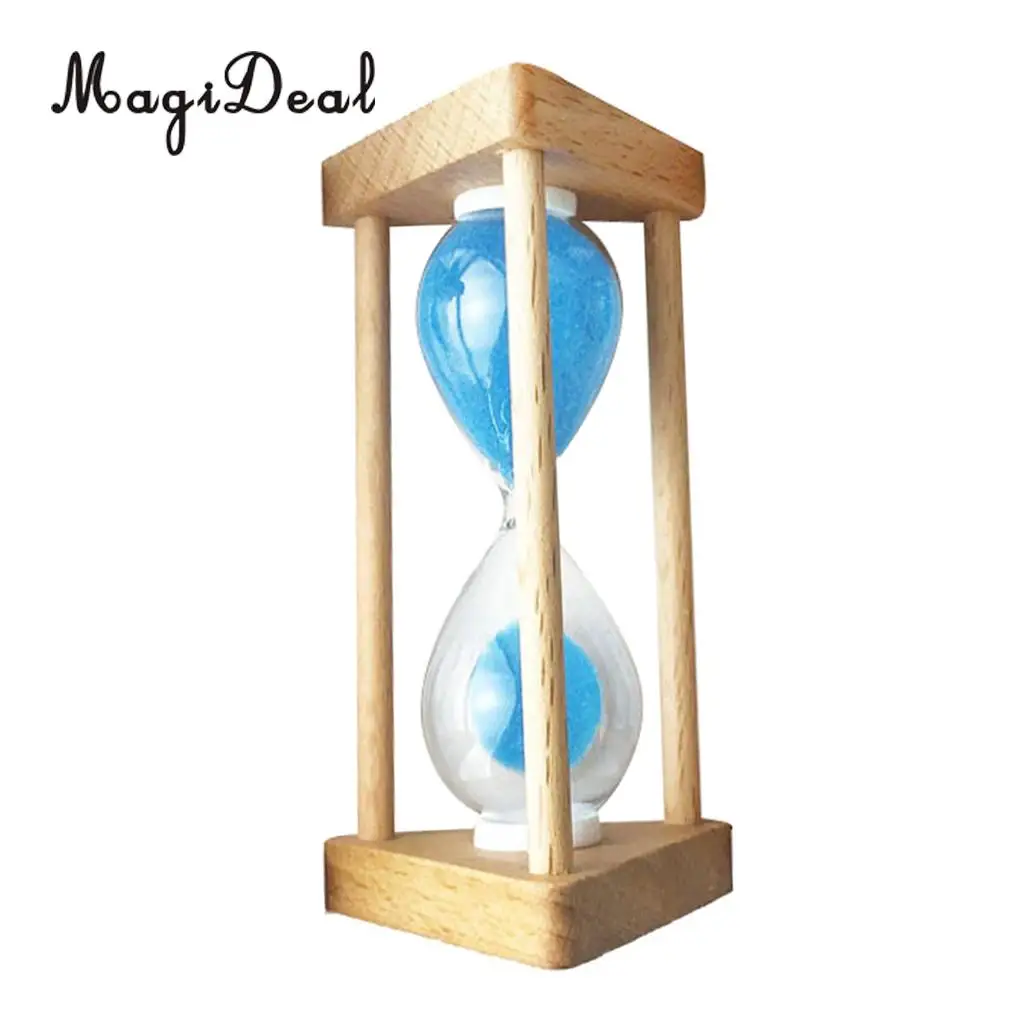 MagiDeal Деревянная Рамка Песочные часы с таймером-30/60/90 секунд 1/3/5 минут дома Кафе Декор синий/красный