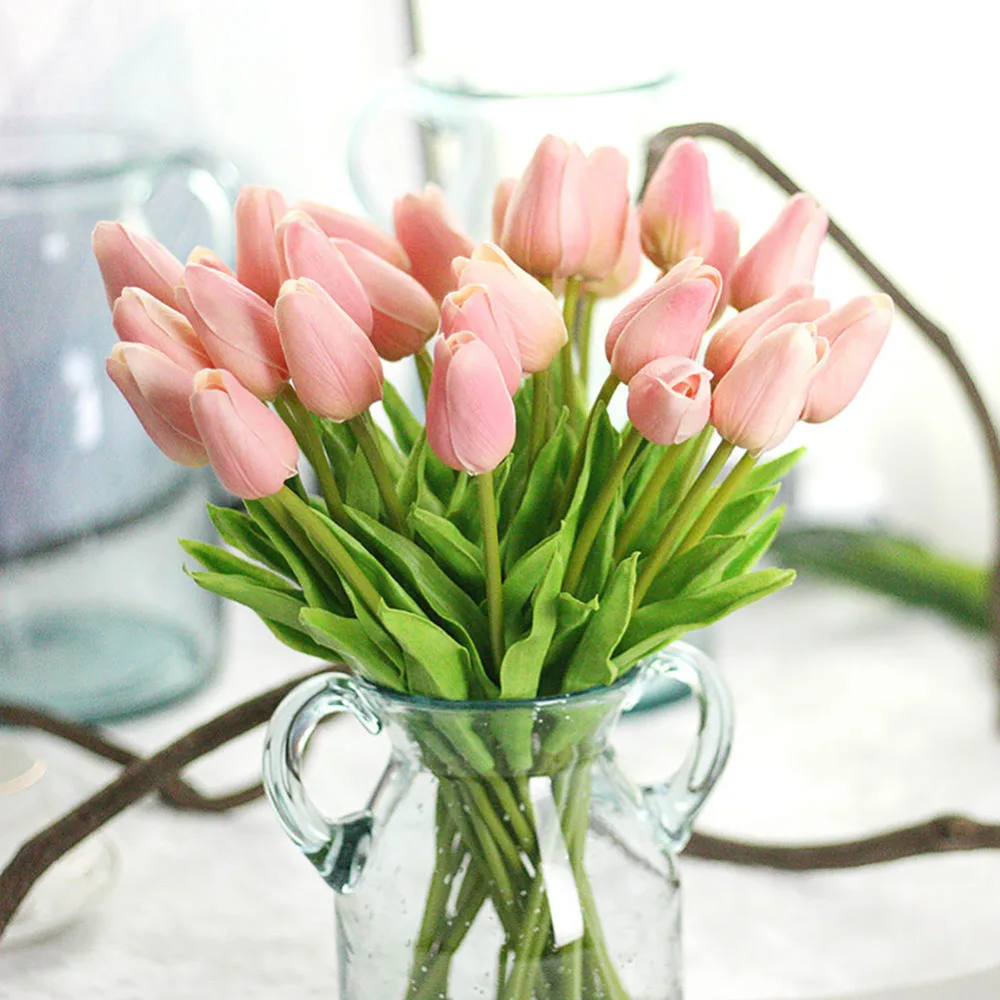 10 шт. искусственные тюльпаны шелковые искусственные цветы тюльпаны для украшения дома искусственные цветы для свадьбы букеты из тюльпанов