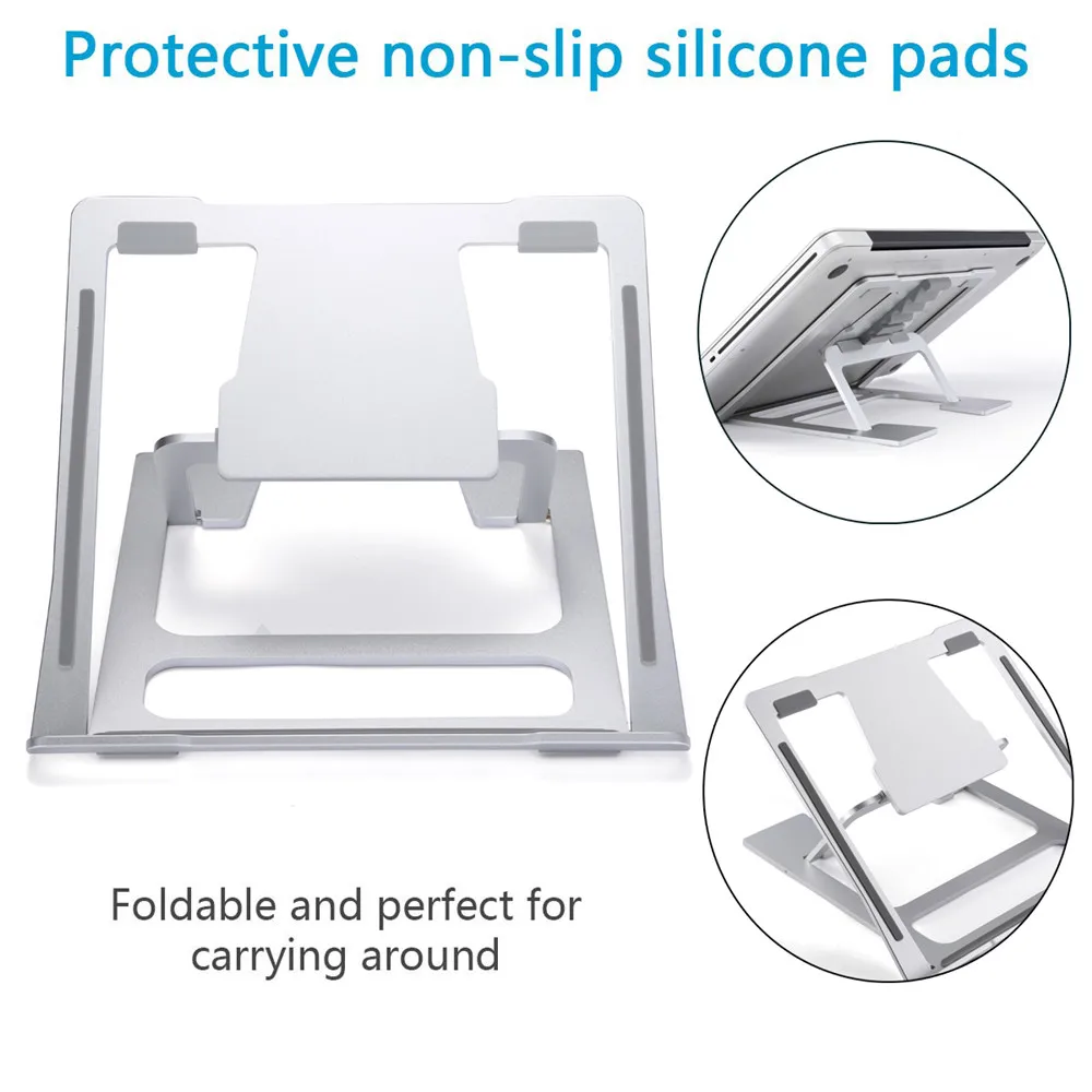 Folding Portable Metal Laptop Stand Viewing Angle 6 Height Adjustable Desktop Aluminum Alloy Bracke