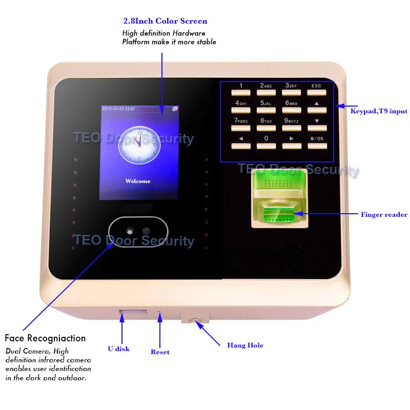 ZKteco WiFi UF100Plus лицо/Фингерпринта с бесплатной ZKSoftware Биометрические лица сканер отпечатков пальцев рабочего времени