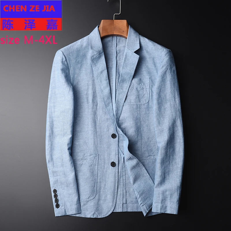 

new arrival fashion Spring Linen Cotton Casual Suit Men Youth Comfortable Coat Tide Single Breasted Men Blazer plus size M-4XL