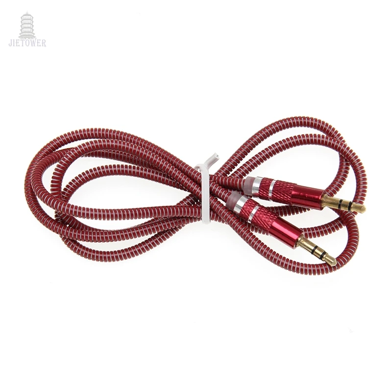 100pcs Annular Spring Audio Cables matel 3 5 Jack AUX Audio Cable 3 5MM Male to Male Cable For Phone Car Speaker MP4 Headphone