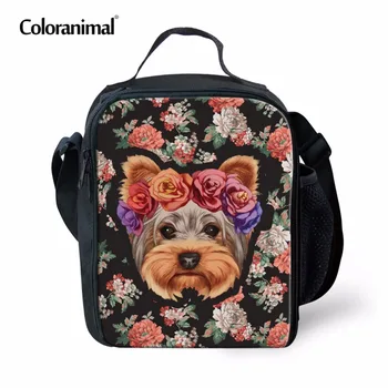 

Coloranimal Mini Messenger Lunch Case Cute Pet Dog Yorkie Terrier Print Insulating Thermal Crossbody Lunchbox for Bady Boy Girls
