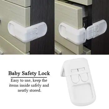 

5Pcs/Set Baby Safety Cabinet Locks Double Button Drawer Door Locks Kids Children Safety Protection Plastic Proof Lock Baby Care