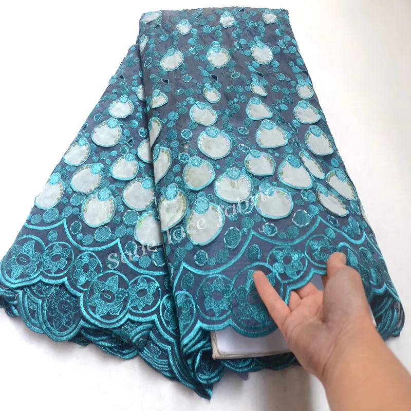

5 yards shiny handcut french lace with embroidery small holes African tulle fabric unique garment sewing dress DG281