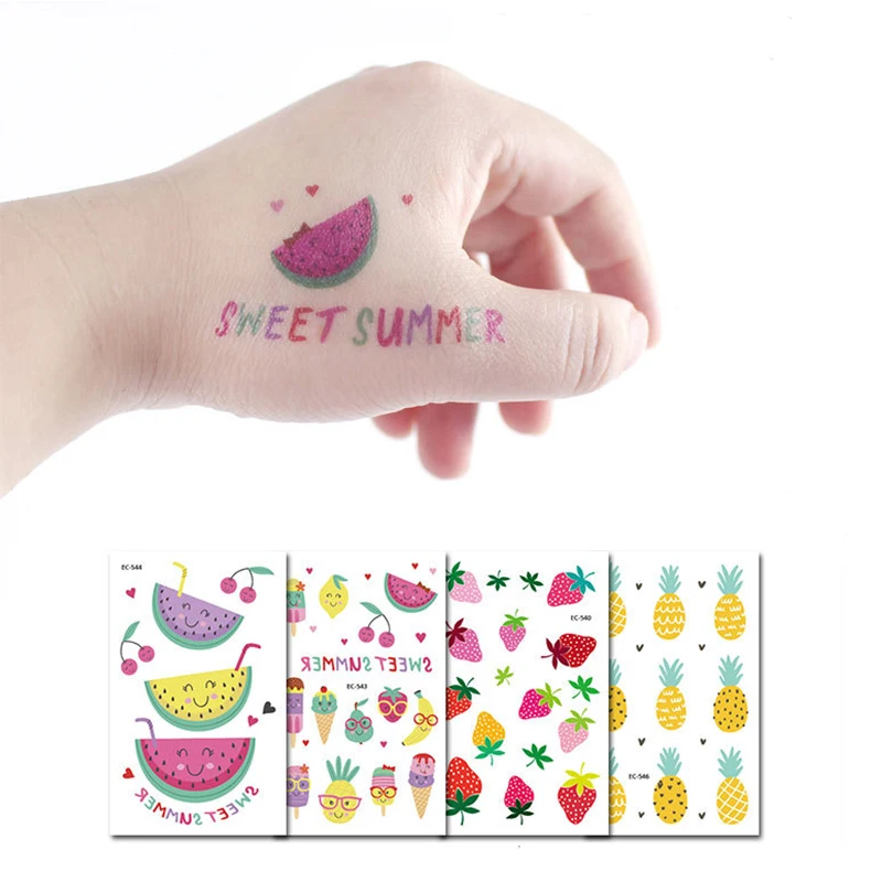 5 шт./лот/партия мультфильм фрукты овощи татуировка наклейки игрушки временные наклейки мороженое Сладкая еда косметика "сделай сам" игрушки Дети тела игрушка для рисования