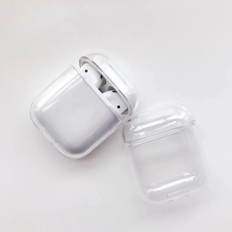 Кожаный чехол Airpods для Apple, Airpods, Bluetooth наушники, зарядная коробка, аксессуары, сумка, ключевой ремень, с кнопками, чехол для наушников - Цвет: Clear