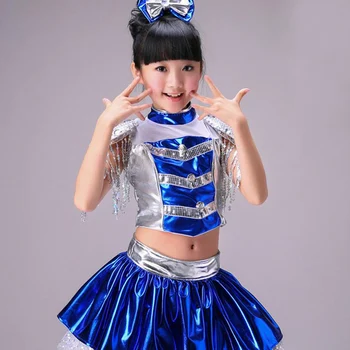 

High Quality Modern Costume Children Sequin Jazz Dance Hip-hop Dance Costume Kids Ballroom Dresses Dance Performance Costumes