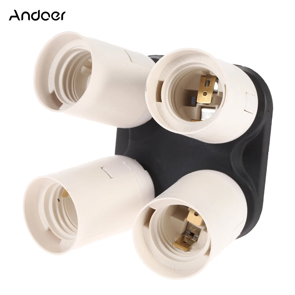 

Andoer 4in1 Light Lamp Bulb Holder Adapter Splitter E27 Base Socket for Photo Video Film Studio Photography Softbox Accessories