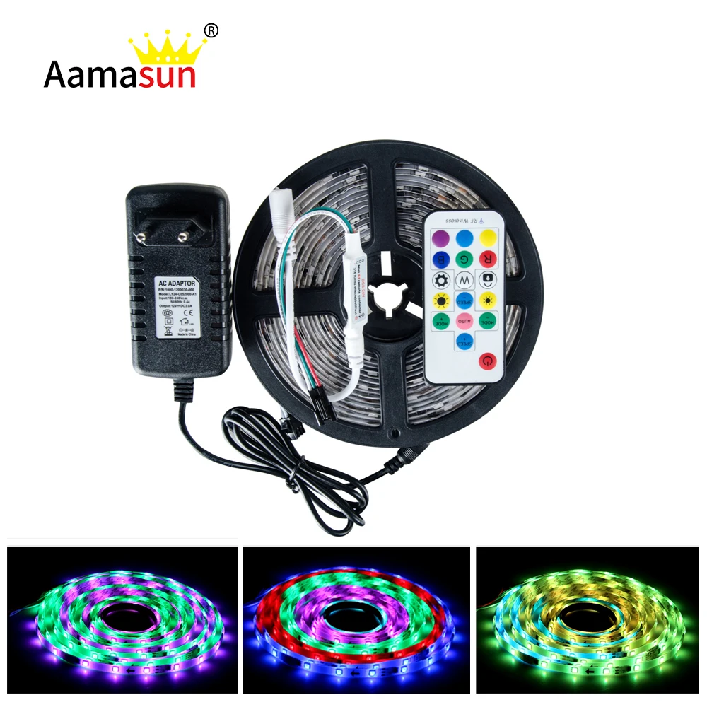 Умная Светодиодная лента 12 В постоянного тока 5050SMD RGB цветная 5 м 4 3 2 1 30
