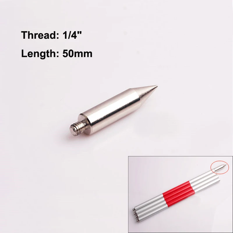 

pcs/set 1/4'' Thread 50mm Replacement Stainless Steel Prism Mini Pole Point Mini Prism Pole Point Aluminium Alloy Steel Tips