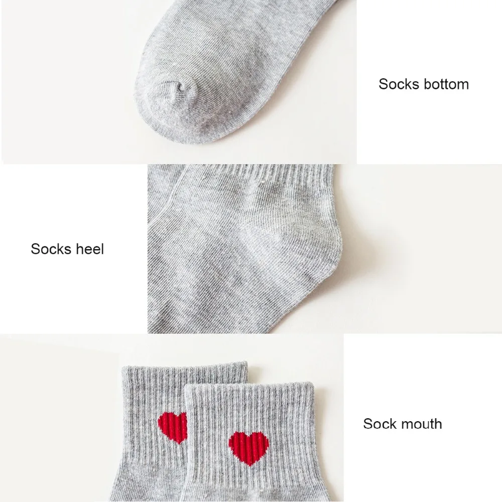 3 пары Для женщин с сердечками хлопковые носки милые носки женские короткие носки одноцветное Цвет
