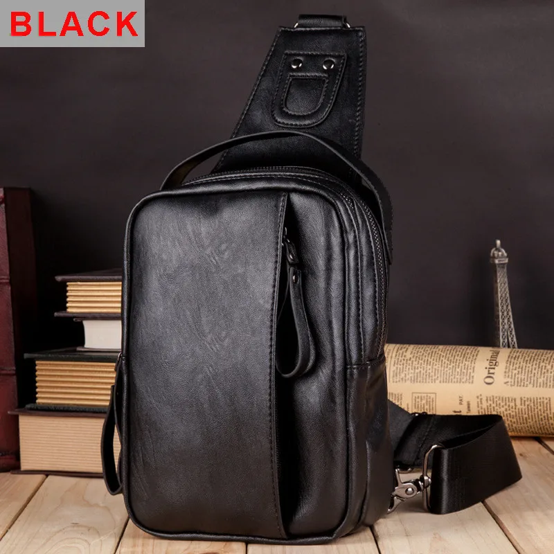 BYCOBECY High Quality New Fashion Men's Chest Bag PU leather Diagonal Cross Bag Men's Shoulder Casual Sport Trend Travel Bag New