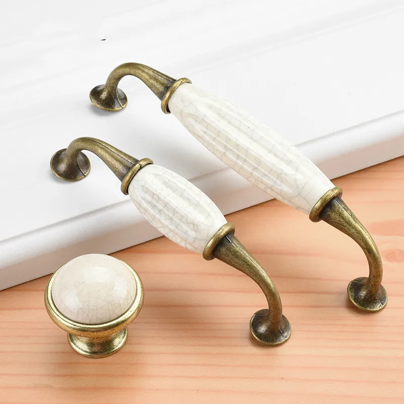 

JD Antique Ceramic Cabinet Handle European Aluminum Zinc Alloy Wardrobe Door Handle Modern Drawer Handle Furniture Hardware