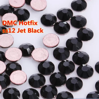

1440pcs/Lot, Iron On Rhinestones ss12 (3.0-3.2mm) High Quality DMC Black Hotfix Crystals