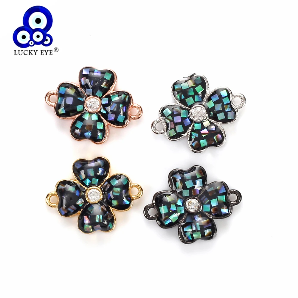 Медные Подвески Lucky Eye в виде цветка красочная оболочка микро фото для женского
