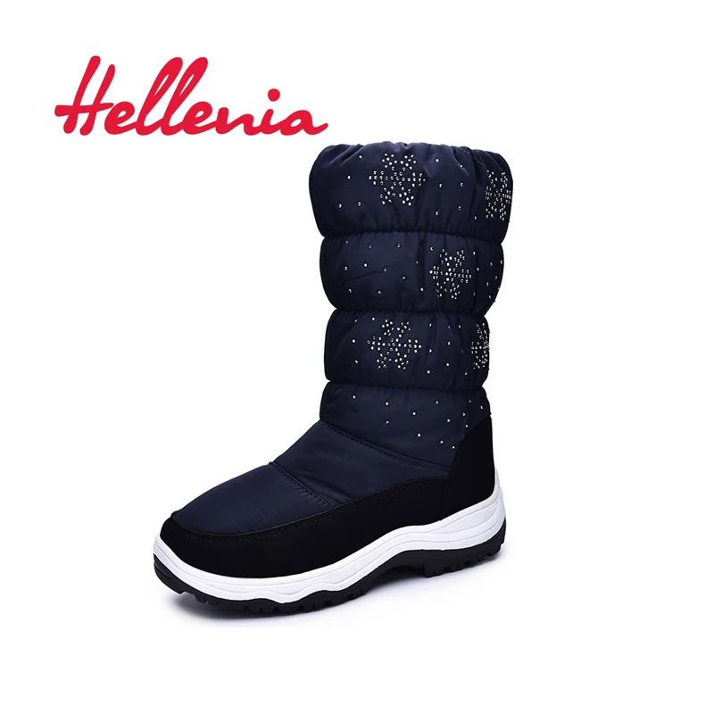 

Hellenia fashion girls snow boots wool lining ankle boots kids sports outsole warm children shoes winter navy size 33-38