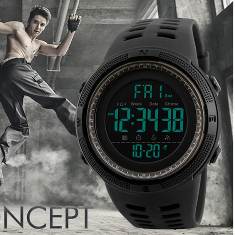 En Ligne Montres de sport Hommes Plongée 50 m Numérique LED Montre de L armée Hommes Occasionnels Électronique Montres relojes hombre 2018 Luxe Marque SKMEI