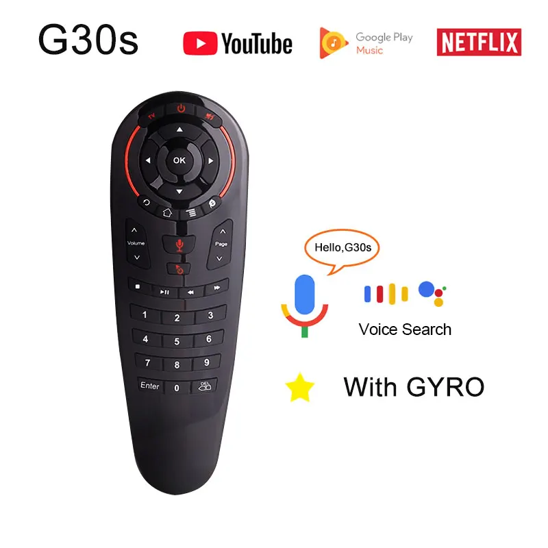 

G30 Voice Remote Control 2.4G Wireless Air Mouse Microphone Gyroscope IR Learning for Android Tv Box for x96max Pk G10s W1