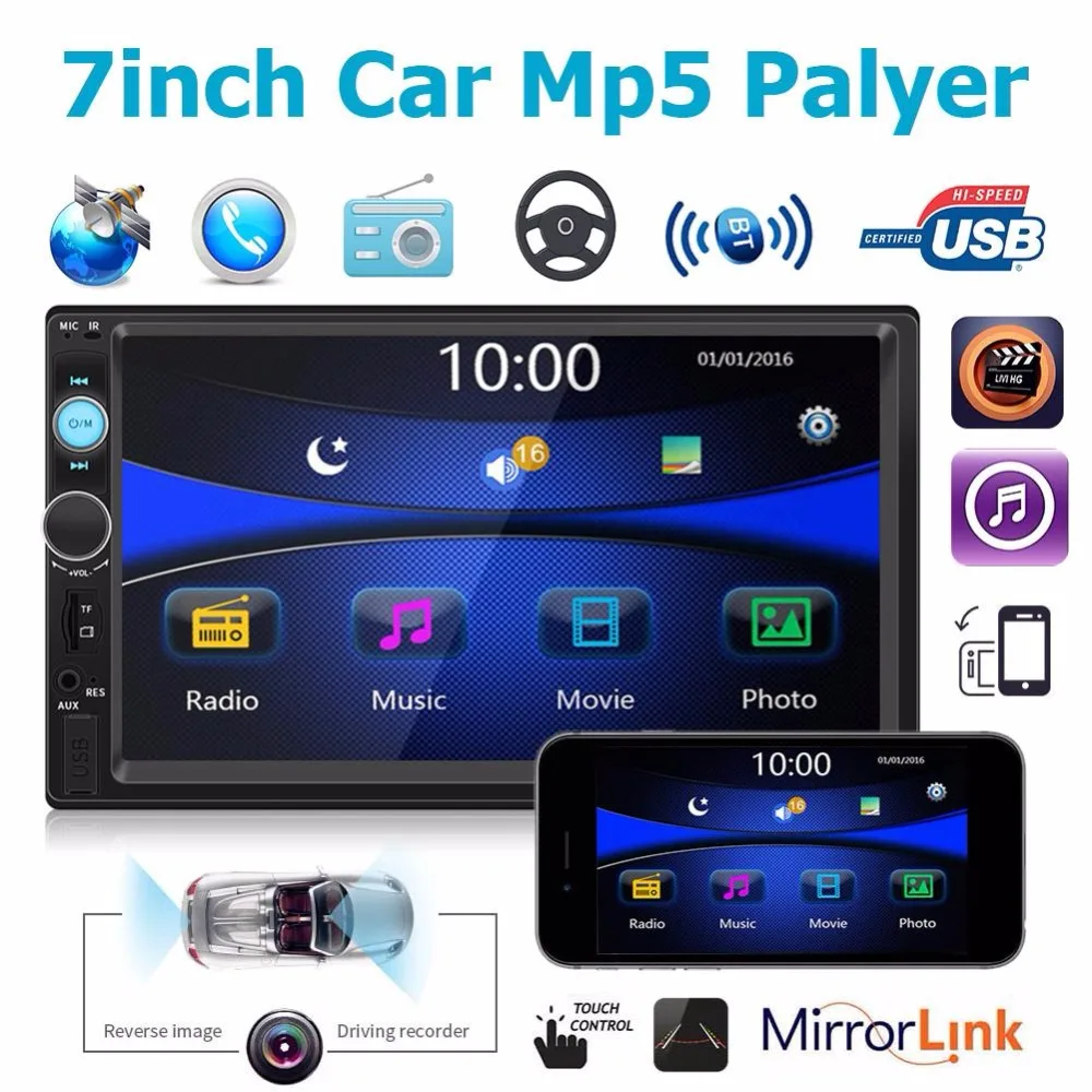 

7010G Universal Car Radio 7" 2 Din Car Radio GPS Car DVD Player GPS Navigation Bluetooth MP5 Player Europe Russia America Map