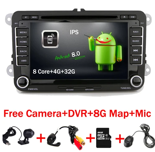 Автомобильный DVD плеер 2 Din 7 дюймов Android 8 0 для VW Volkswagen POLO PASSAT Golf Skoda Octavia Seat 4G WIFI GPS