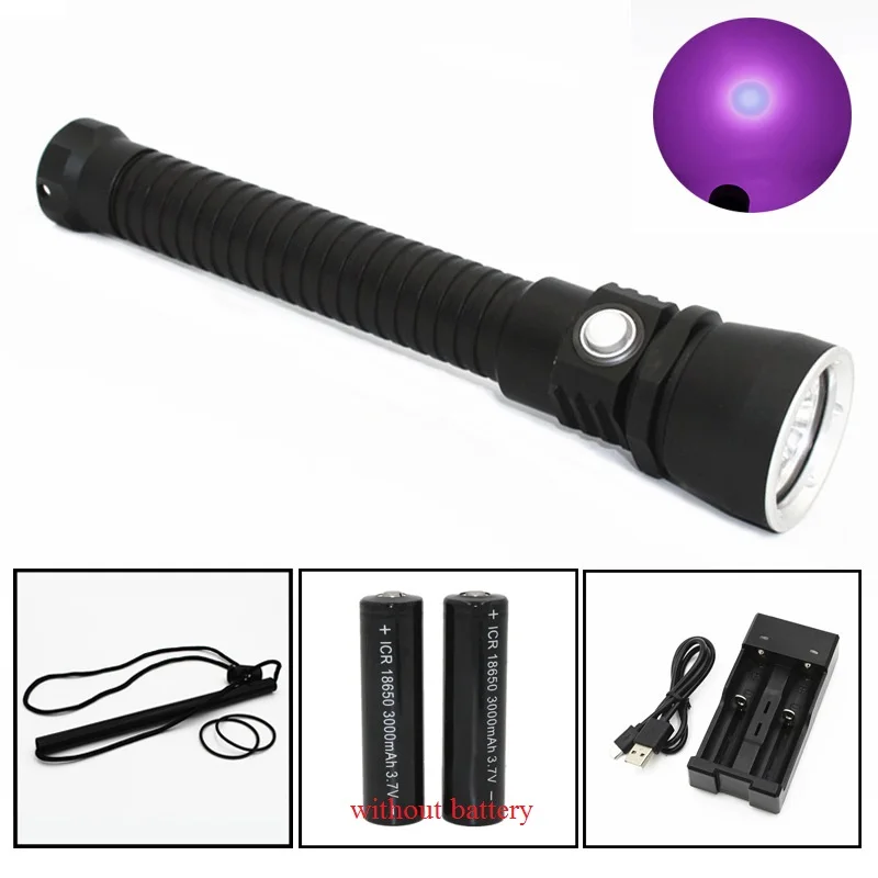 

KC fire DL0030P 3*UV ultraviolet LED inspection banknote lights strong light long - range underwater waterproof diving flashligt