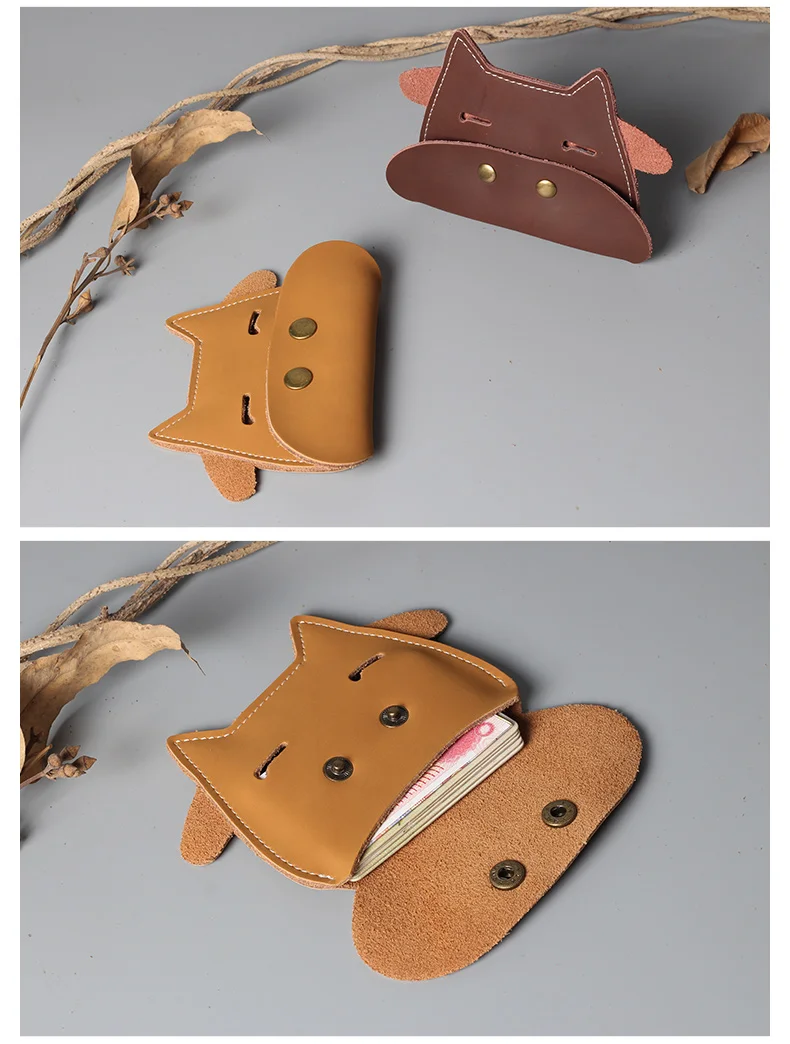 100% Guarantee Genuine Leather Wallet Holder Cute Cow Card Wallet Purse for men or women Folding Passport  men women coin wallet (6)