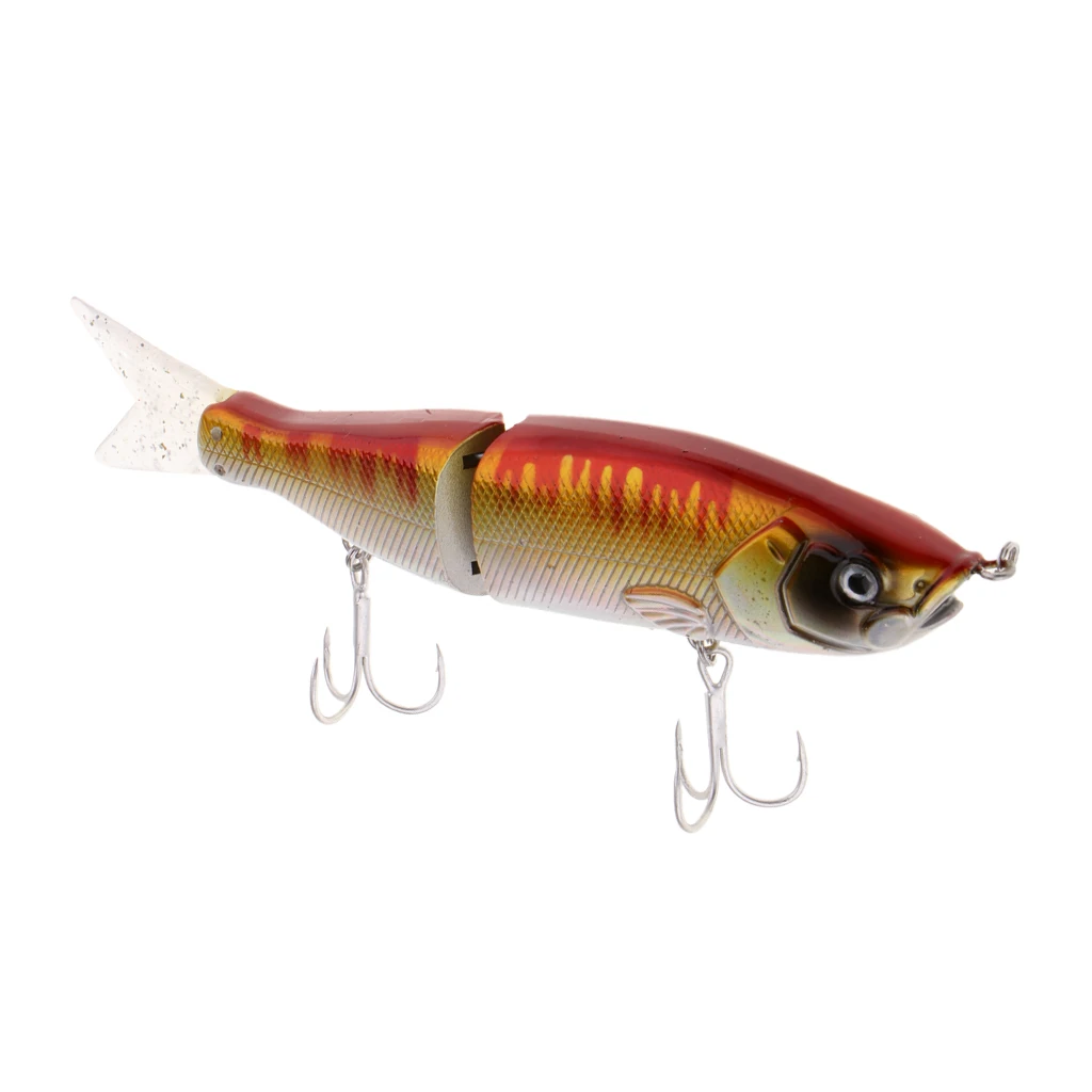 Artificial Bait Fishing 2-Section Multi Jointed Fishing Lures Swimbait with 2 Treble Hooks Minnow Crankbait Artficial Soft Bait
