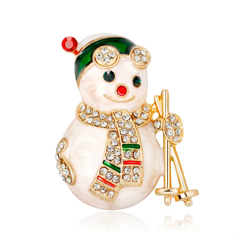 Custom Design Merry Christmas Brooch Pin Enamel Cute Christmas Snowmen Women Gold Color Brooch Supplies For Jewelry  (1)