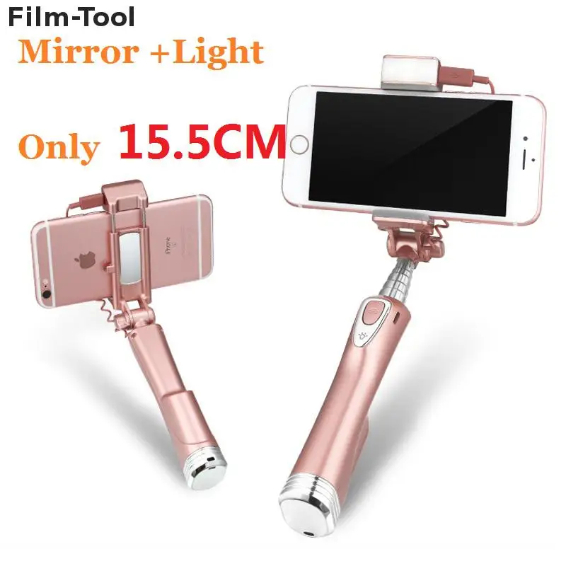 

Mini Selfie Stick 3 in 1 Bluetooth Selfie Stick with LED Light and Reflective Mirror for iPhone Samsung smartphone