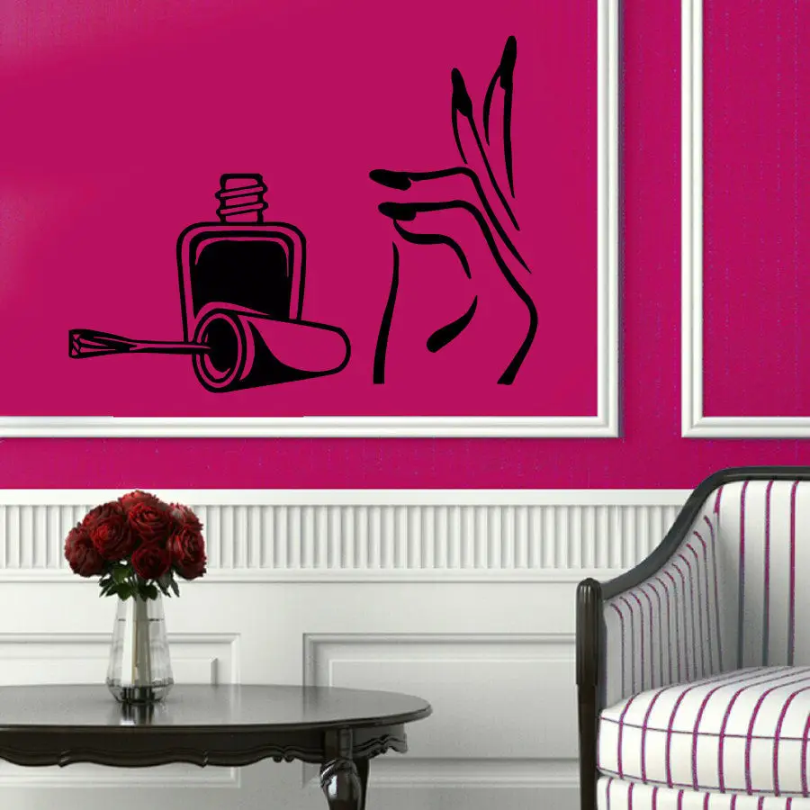 DCTAL Free Shipping sex girls lady Hair Salon Nail art wall stickers glass decals for pub shop home decor 22 colors choose