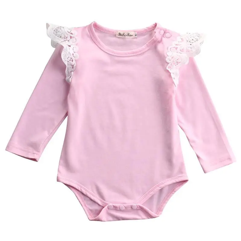 

Autumn Newborn Infant Baby Kids Girl Clothes Long Sleeve Cotton Romper Lace Splice Jumpsuit Outfits