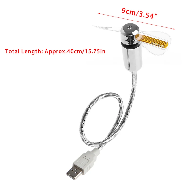Flexible Gooseneck USB LED Clock Fan with Real Time Display For Notebook PC