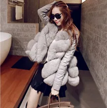 2015 winter plus size one piece fur outerwear female medium long fox fur coat vest
