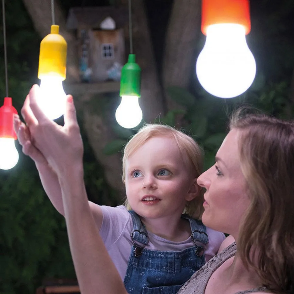 Portable LED Pull Cord light Bulb Outdoor Lighting Garden Camping Hanging LED Light Lamp AAA