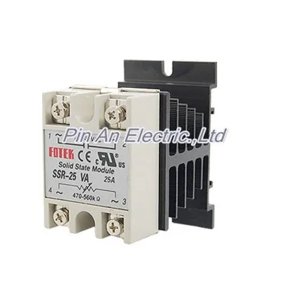 

25A AC 380V Solid State Relay Voltage Resistance Regulator w Aluminum Heat Sink SSR-25VA