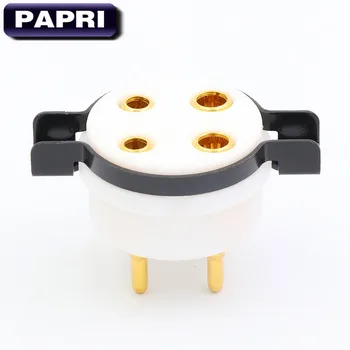 

PAPRI 1PCS Teflon 4pin Tube Socket U4A Gold Plated Brass Pin For 300B 2A3 811 5Z3 572B 5U4G 6B4G 274A 866 PX4 Amplifier
