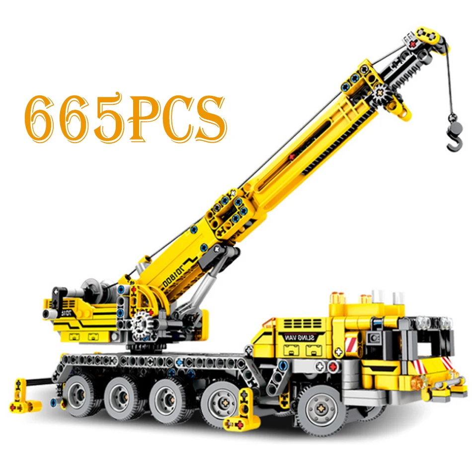 

665PCS Technic Mobile Crane Mk II Model Engineer Truck Car Building Blocks Figures Compatible City Construction Children Toys