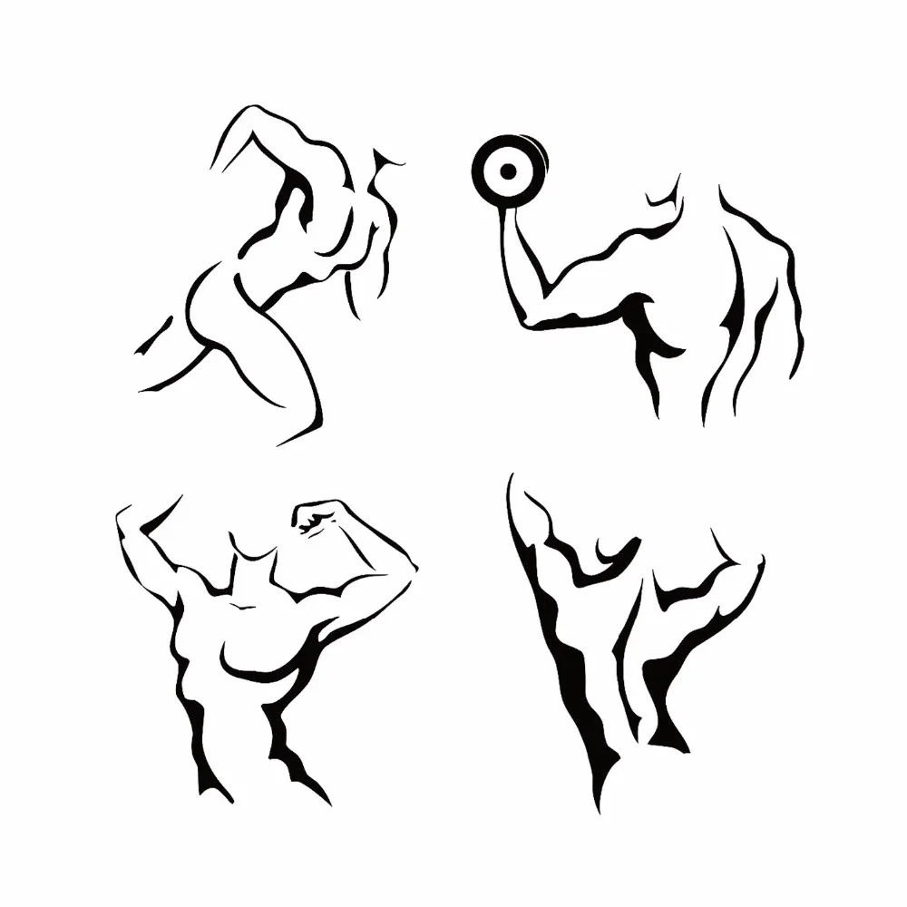 الصالة الرياضية مجموعة الفينيل الجدار صائق نمط حياة صحي اللياقة البدنية ملصقات المنزل ديكور غرفة نوم القابل للإزالة جدار الفن ملصق بنين غرف...