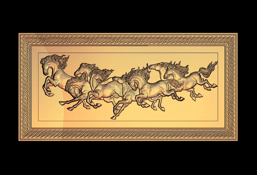 

7 horses 3D Relief Model in STL format CNC Router Carving Engraving Artcam aspire M123