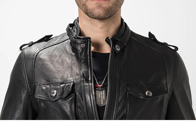 Мужская кожаная куртка мотоциклетная куртка черная панк куртка байкера короткая мотоциклетная верхняя одежда из натуральной кожи тонкая и крутая