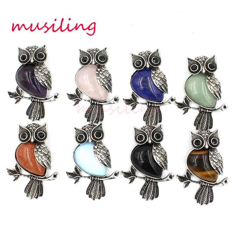 

Animal Owl Water Drop Bead Pendants Reiki Pendulum Natural Stone Charms Wicca Witch Amulet Fashion Mens Jewelry Wholesale 10Pcs