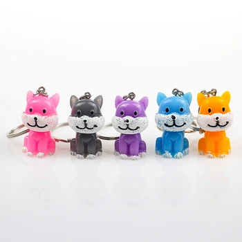

FREE SHIPPING BY DHL 100pcs/lot New Mini Dog Keychains Plastic Colorful Dog Keyrings for Gifts