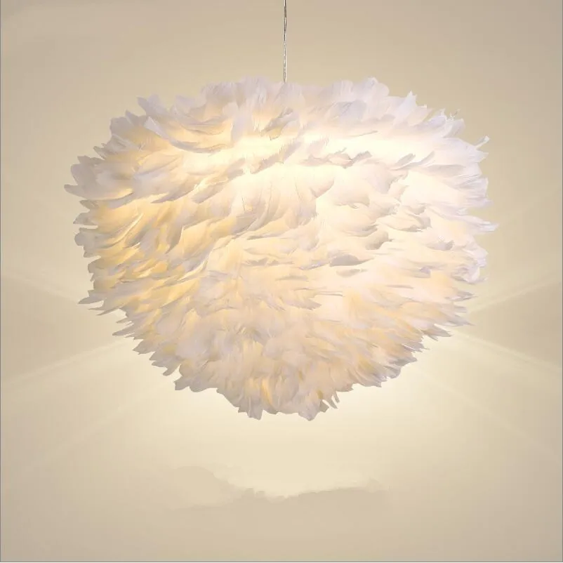

Creative LED e27 White Feather Pendant Lights lamp Decor Fixtures Gift Home Bedroom hanging Light Nordic Feather suspension lamp